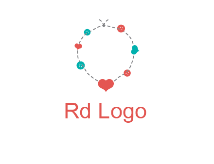 sewing circle with heart button icon