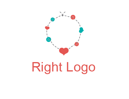 sewing circle with heart button icon