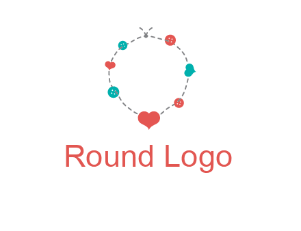 sewing circle with heart button icon