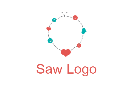 sewing circle with heart button icon