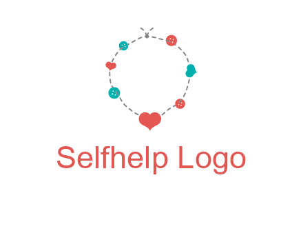 sewing circle with heart button icon
