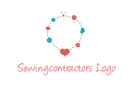 sewing circle with heart button icon