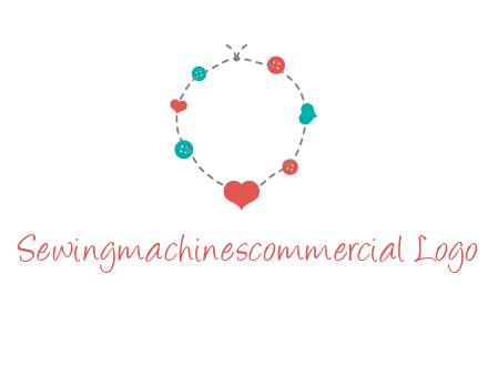 sewing circle with heart button icon