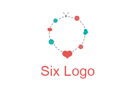 sewing circle with heart button icon