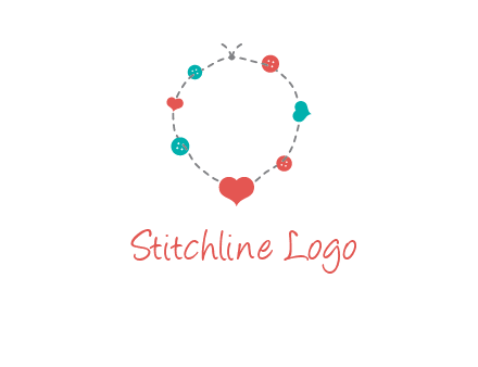 sewing circle with heart button icon