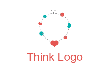 sewing circle with heart button icon