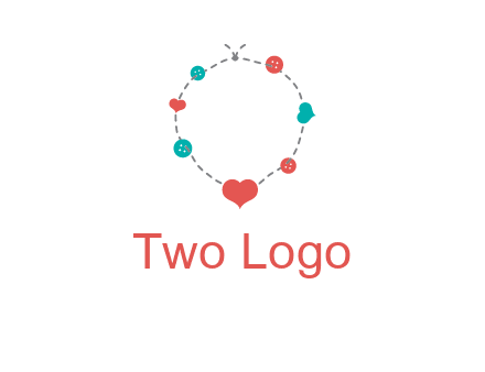sewing circle with heart button icon