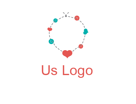 sewing circle with heart button icon