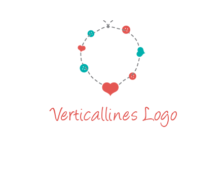 sewing circle with heart button icon