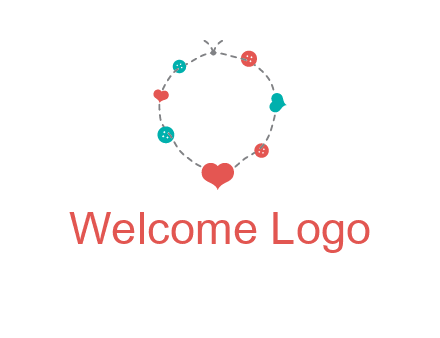 sewing circle with heart button icon