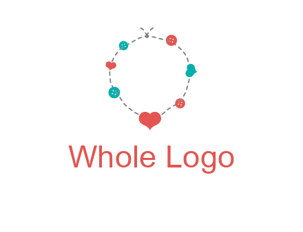 sewing circle with heart button icon