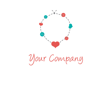 sewing circle with heart button icon