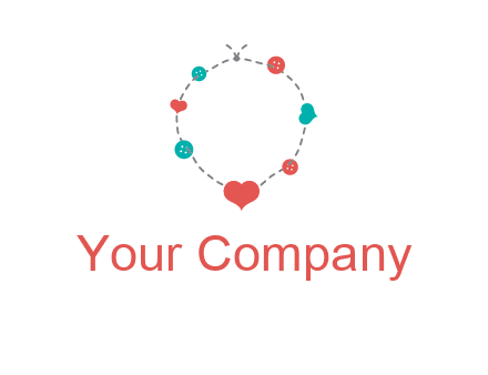 sewing circle with heart button icon