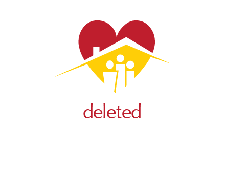 abstract family in house and heart logo