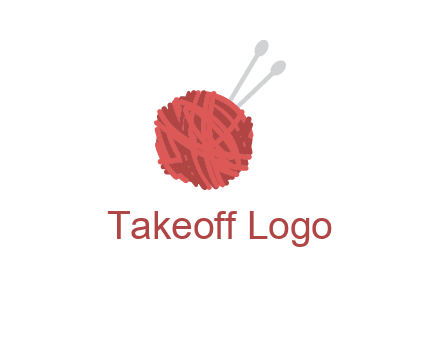 needles inside the yarn ball vector