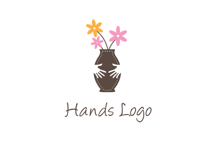 decoration vase carry with hands graphic