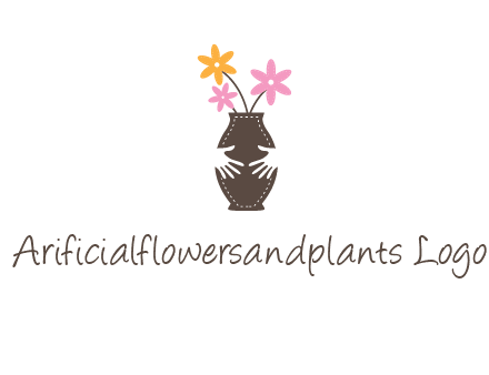 decoration vase carry with hands graphic