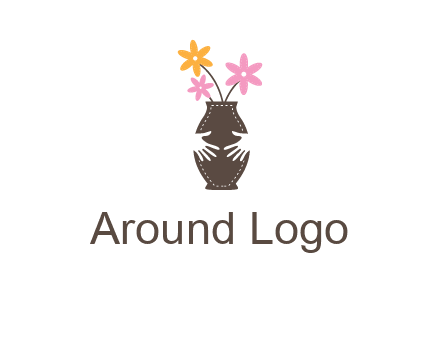 decoration vase carry with hands graphic