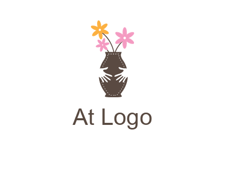 decoration vase carry with hands graphic