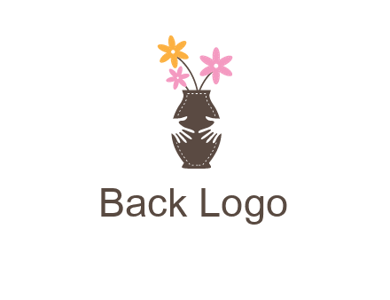 decoration vase carry with hands graphic