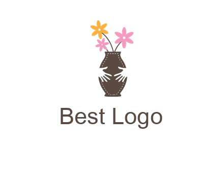 decoration vase carry with hands graphic