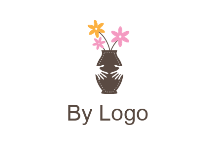 decoration vase carry with hands graphic