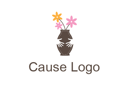 decoration vase carry with hands graphic