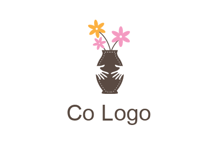 decoration vase carry with hands graphic