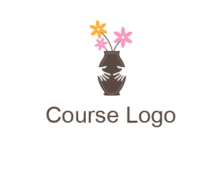 decoration vase carry with hands graphic