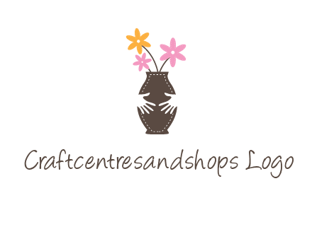 decoration vase carry with hands graphic