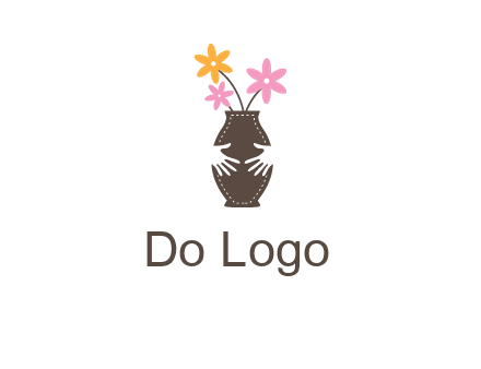 decoration vase carry with hands graphic
