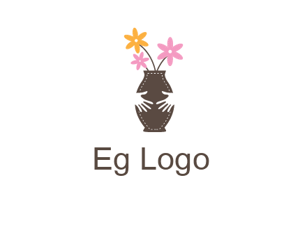 decoration vase carry with hands graphic