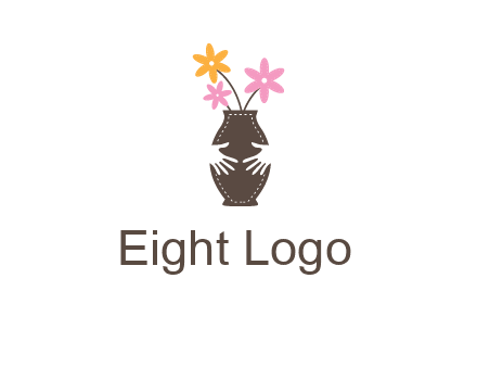 decoration vase carry with hands graphic