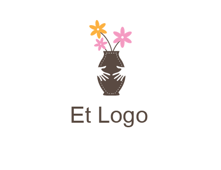 decoration vase carry with hands graphic