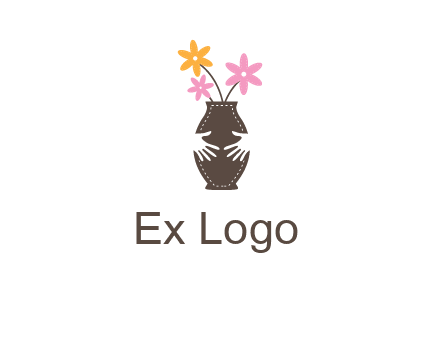 decoration vase carry with hands graphic
