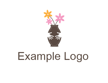 decoration vase carry with hands graphic
