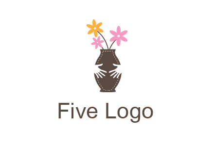 decoration vase carry with hands graphic