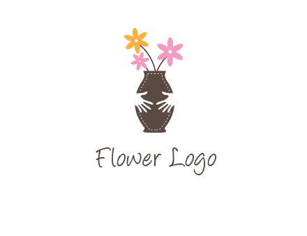 decoration vase carry with hands graphic