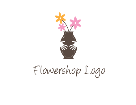 decoration vase carry with hands graphic