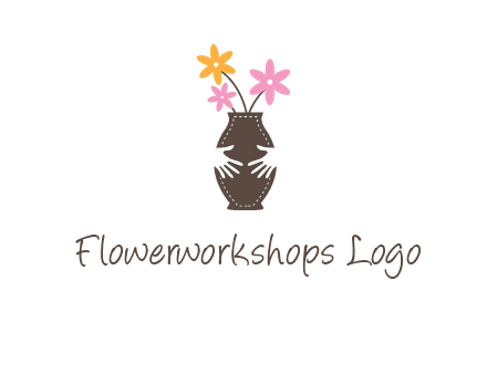 decoration vase carry with hands graphic