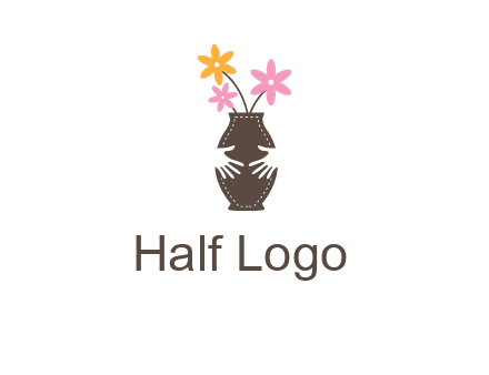 decoration vase carry with hands graphic