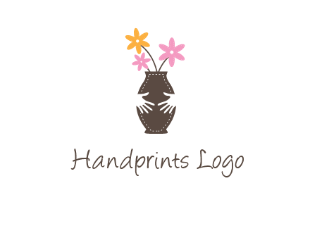 decoration vase carry with hands graphic