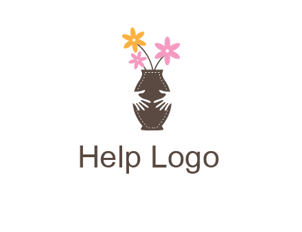 decoration vase carry with hands graphic
