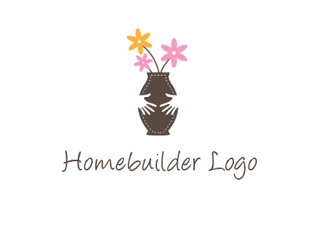 decoration vase carry with hands graphic