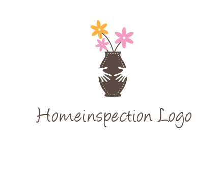decoration vase carry with hands graphic