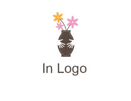 decoration vase carry with hands graphic