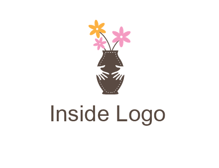 decoration vase carry with hands graphic
