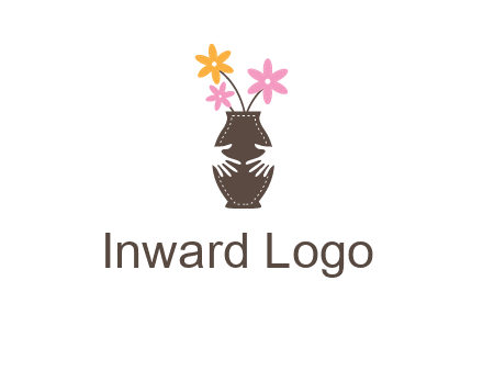 decoration vase carry with hands graphic