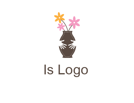 decoration vase carry with hands graphic