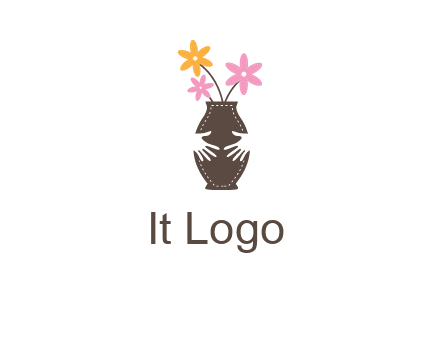 decoration vase carry with hands graphic